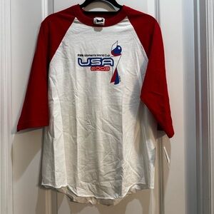 NWT FIFA Team USA Women's World Cup 2003 Soccer Shirt Medium 3/4 Sleeves Cotton